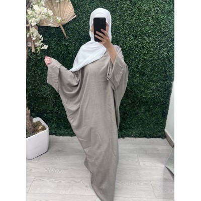 Abaya en lin taupe