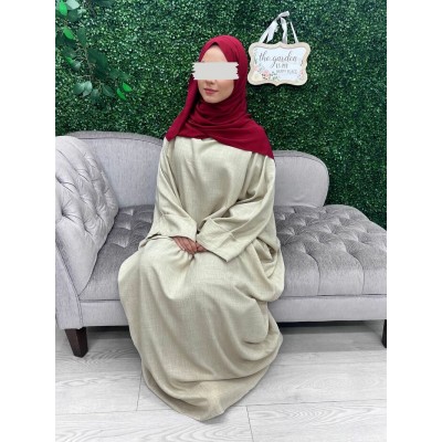 Abaya en lin taupe