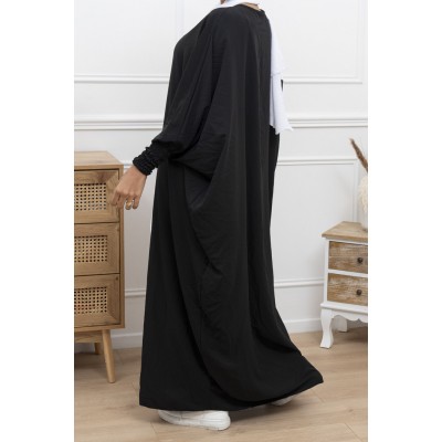 Abaya noir   manches serrées en soie de medine