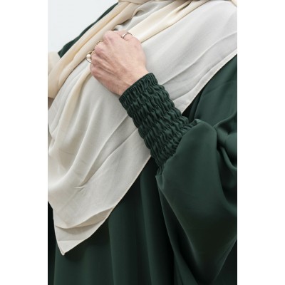 Abaya couleur vert canard manches serrées en soie de medine