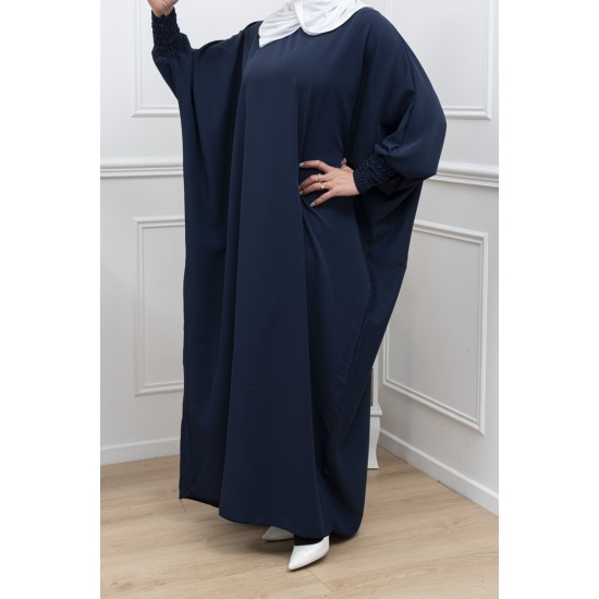 Abaya bleu canard manches serrées en soie de medine