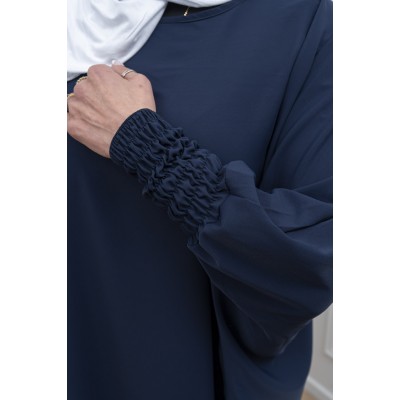 Abaya bleu canard manches serrées en soie de medine