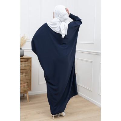 Abaya bleu canard manches serrées en soie de medine