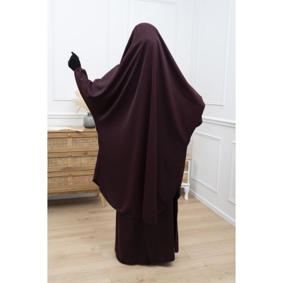 Jilbab bordeau soie de medine