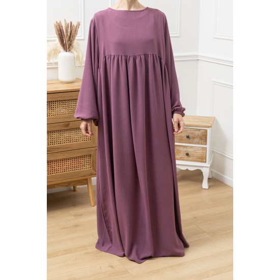 Abaya structurée manches bouffantes vieux rose