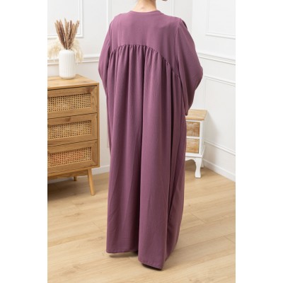Abaya structurée manches bouffantes vieux rose