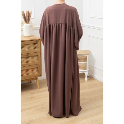 Abaya structurée manches bouffantes marron  