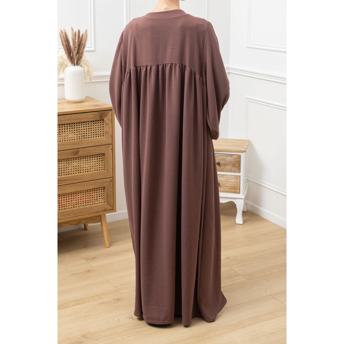Abaya structurée manches bouffantes marron Abaya structurée manches bouffantes marron