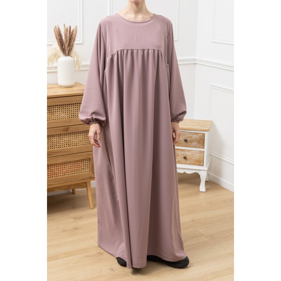 Abaya structurée manches bouffantes  rose