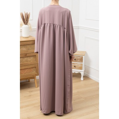 Abaya structurée manches bouffantes  rose