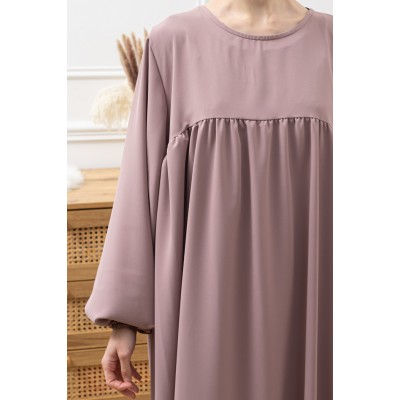 Abaya structurée manches bouffantes  rose