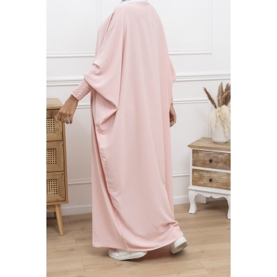 Abaya ROSE   manches serrées en soie de medine