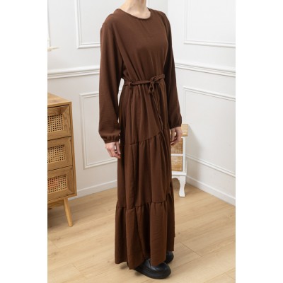 Abaya Longue Bohème marron