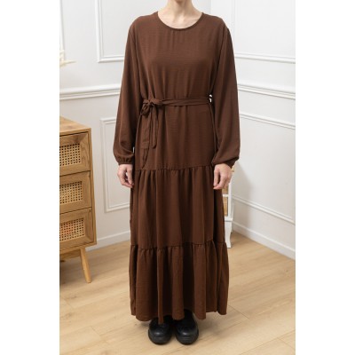 Abaya Longue Bohème marron