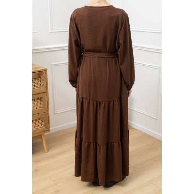 Abaya Longue Bohème marron