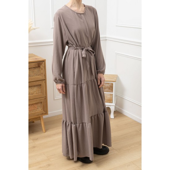 Abaya Longue Bohème Taupe Abaya Longue Bohème Taupe