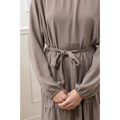 Abaya Longue Bohème Taupe