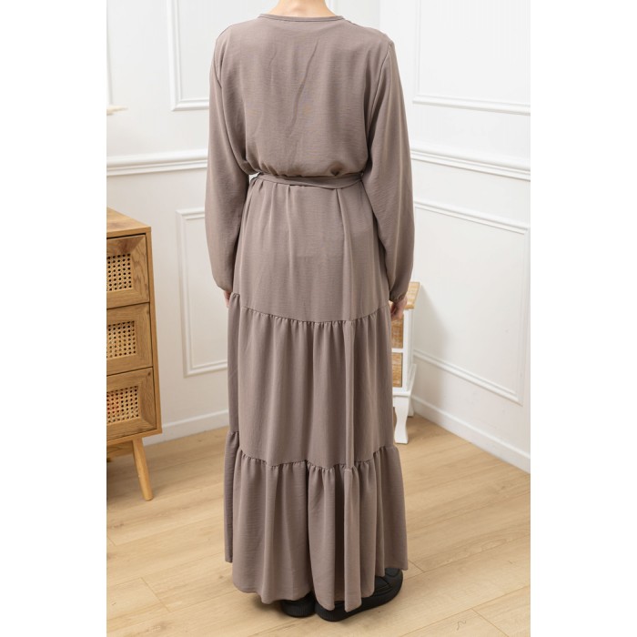 Abaya Longue Bohème Taupe Abaya Longue Bohème Taupe