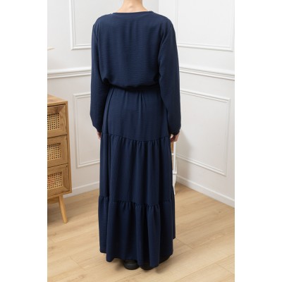 Abaya Longue Bohème bleu nuit