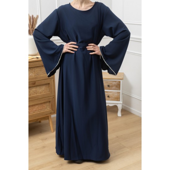 Abaya bleu  marines manches évasées