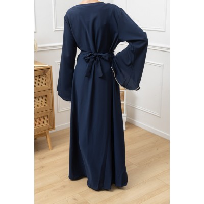 Abaya bleu  marines manches évasées