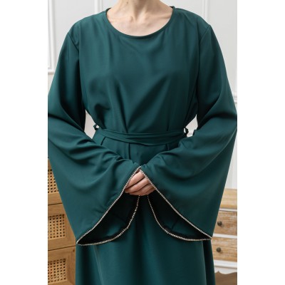 Abaya Vert manches évasées