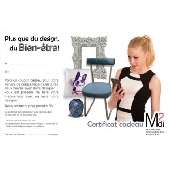 Certificat cadeau pour le magasinage