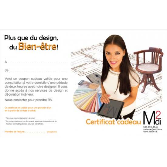 Certificat cadeau décoration intérieure