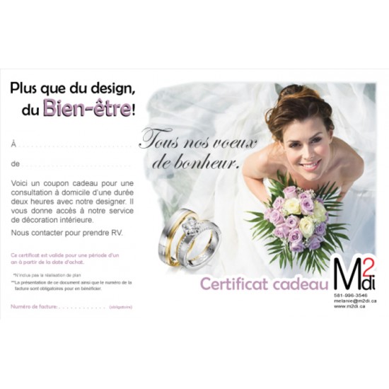 Certificat cadeau pour ton mariage