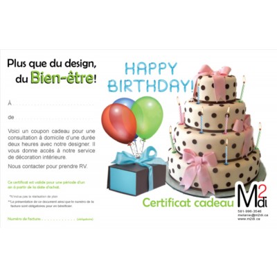 Certificat cadeau pour ton anniversaire