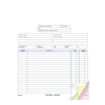 Blueline - Livret de factures (DCB177) 3 copies