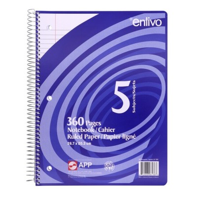 Enlivo - Cahier spirale ligné 360 pages 5 sujet