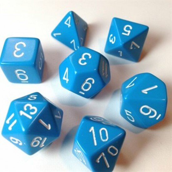 Ensemble de 7 dés polyédriques bleu pâle avec...