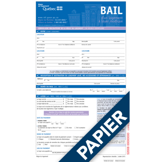 Bail d’un logement à loyer modique