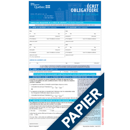 Écrit obligatoire en cas de bail verbal