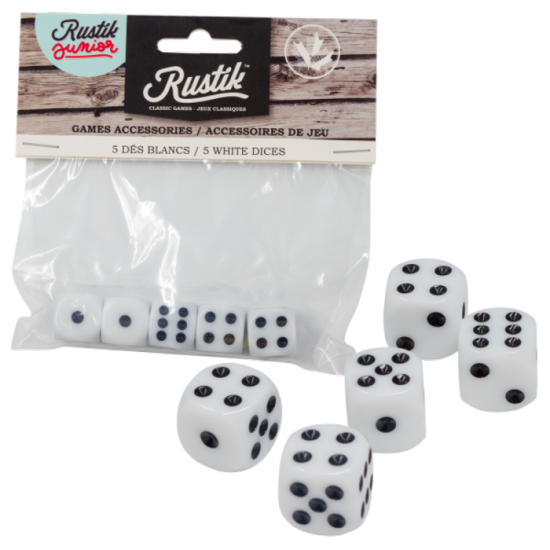 Rustik - 5 dés blancs
