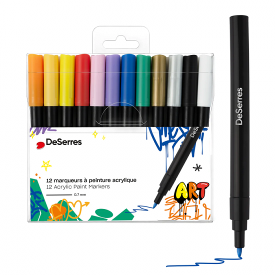 DeSerres - Ensemble de 12 marqueurs acryliques valve 0,7mm