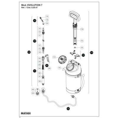 Extension avec écrous pour pulvérisateur MATABI Evolution 7