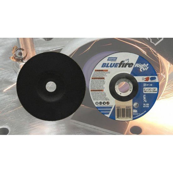 Meule à couper Norton BlueFire RightCut – 6" x 1/16" x 7/8"