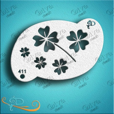 Diva Stencils Shamrocks 4 Leaf Large