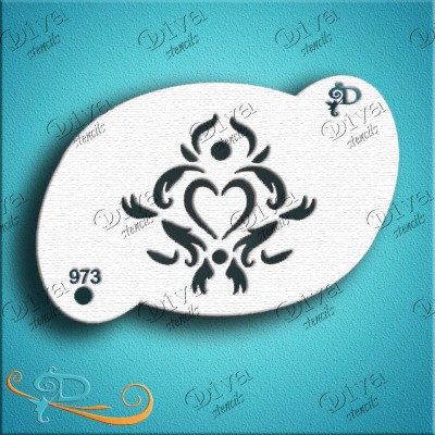 Diva Stencils Valentine's Tribal heart with swirls