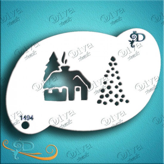 Diva Stencils Cabin and Tree