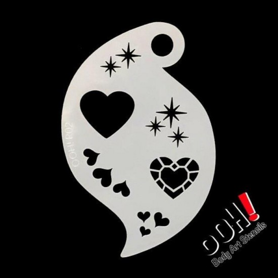 Ooh Stencils R02 Pochoir Jewel Heart - Coeur Storm