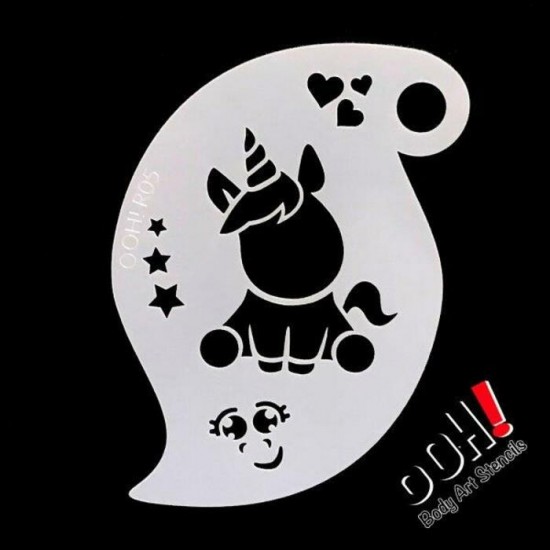 Ooh Stencils R05 - Pochoir Baby Unicorn Storm - Licorne
