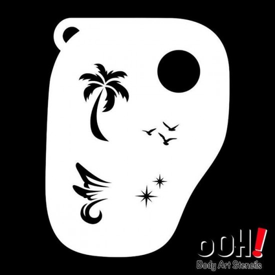 Ooh Stencils F02 - Pochoir Palm Tree Face Airbrush