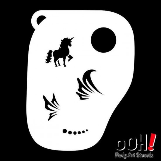 Ooh Stencils F03 - Pochoir Unicorn Sunset Face Airbrush