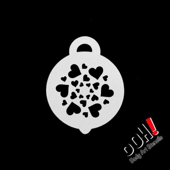 Ooh Stencils P12 - Pochoir Heart Swirl Face Petite