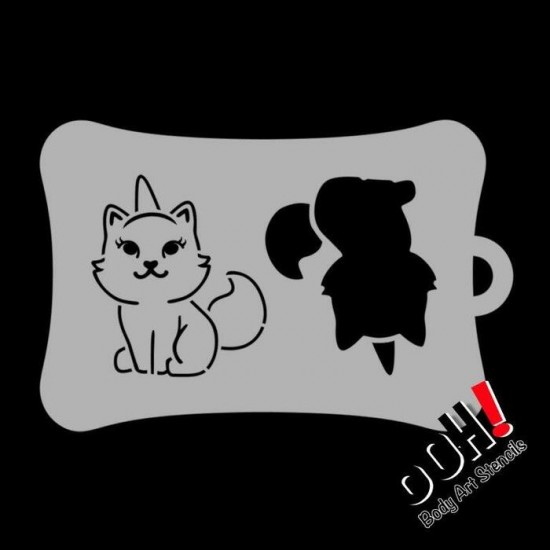 Ooh Stencils T13 - Pochoir Caticorn Airbrush Tattoo