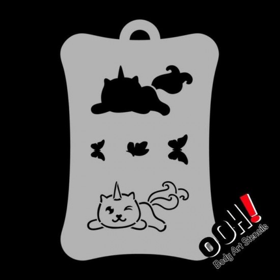 Ooh Stencils T12 - Pochoir Baby Caticorn Airbrush Tattoo