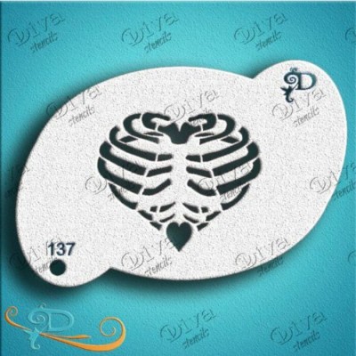 DIVA STENCILS - 137 Skeleton Heart - PigmentM